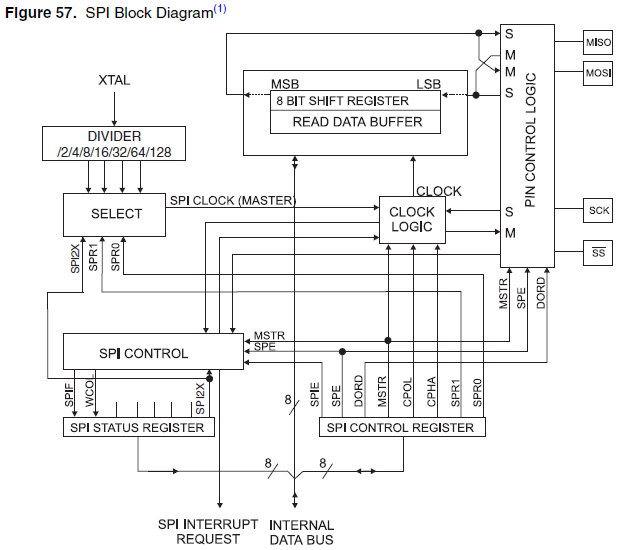 Принцип иерархической организации шины spi в микроконтроллере